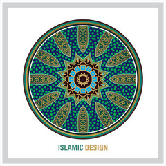 Islamic geometric Arabic Ornamental round pattern 