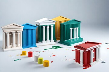 Obraz premium 3D representation of paint box on a white backdrop