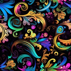 Paisley pattern in neon colors | generative AI