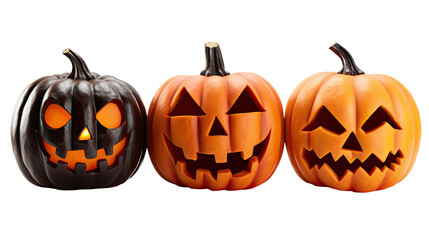 Halloween pumpkins. Isolated on Transparent background.