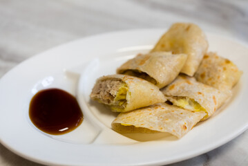 Chinese omelet with tuna in Taiwanese local food store