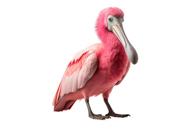 Roseate Spoonbill Bird Elegantly Spooned Isolated on a Transparent Background PNG. - obrazy, fototapety, plakaty