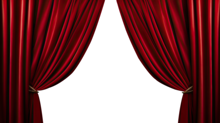 Transparent Dramatic Unveiling: Theater or Cinema Opening the Curtain - Captivating Stock Image for Sale. Transparent background	
