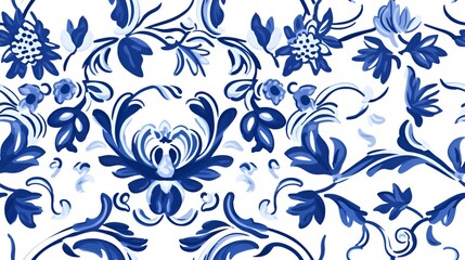 Portuguese Blue Tile Pattern | generative AI - obrazy, fototapety, plakaty