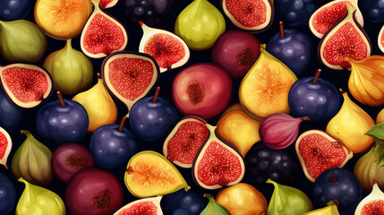 Colorful seamless pattern of figs