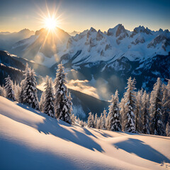 beautiful snowy alps