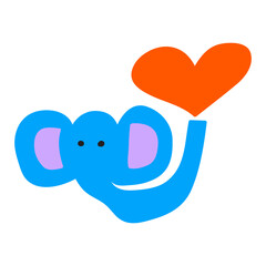 Elephant with big heart. Design for 14 February. St. Valentine's day. Birthday. Vector illustration