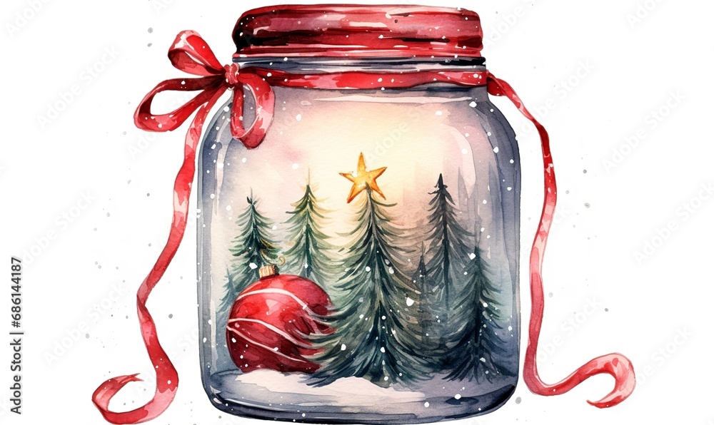 Poster watercolor christmas jar