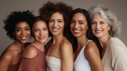 Image of a diverse group of smiling women of different ages.