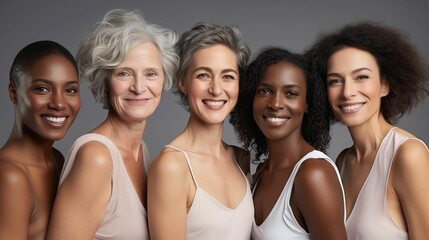 Obraz premium Image of a diverse group of smiling women of different ages.