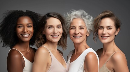 Fototapeta premium Image of a diverse group of smiling women of different ages.