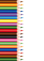 School crayons in various colors placed on the left side of the template A4 page format