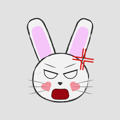 Vector illustration of Rabbit with different emotions
