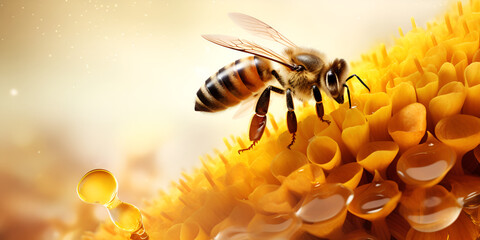 Intimate Glimpse into Beehive Construction: Bees Securing Hive with Fresh Honey