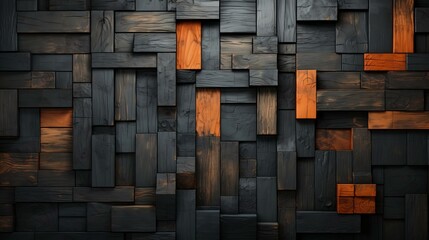 Contemporary Wooden Wall Art with Contrasting Dark and Light Wood Patterns in Abstract Design
