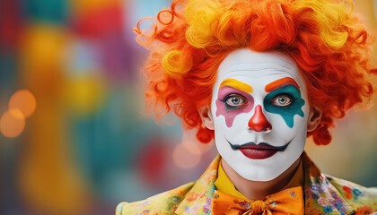 Clown make-up on the actor's face ,concept carnival