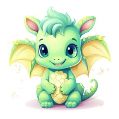 Fototapeta premium Cute cartoon 3d character dragon on white background