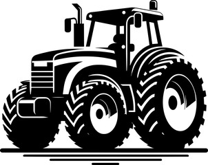 Modern Farm Tractor Silhouette Icon Illustration