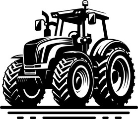 Modern Farm Tractor Silhouette Icon Illustration
