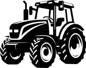 Modern Farm Tractor Silhouette Icon Illustration