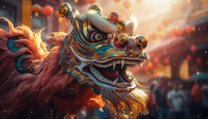 Colorful Asian Dragon, Chinese New Year Concept
