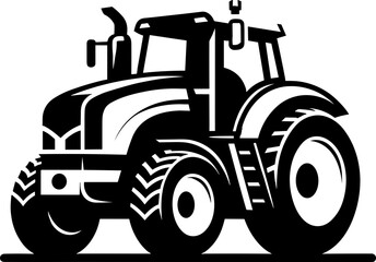 Modern Farm Tractor Silhouette Icon Illustration