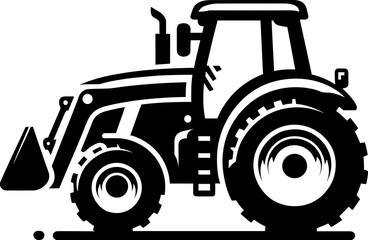Modern Farm Tractor Silhouette Icon Illustration