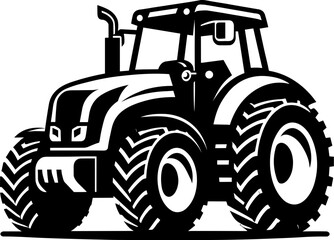 Modern Farm Tractor Silhouette Icon Illustration