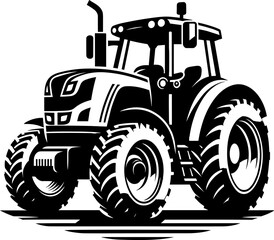 Modern Farm Tractor Silhouette Icon Illustration