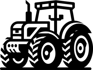 Modern Farm Tractor Silhouette Icon Illustration