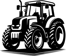 Modern Farm Tractor Silhouette Icon Illustration