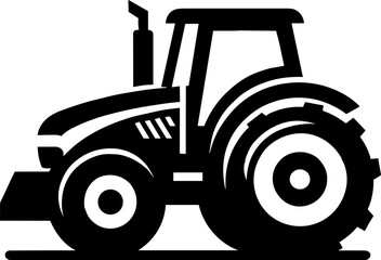 Modern Farm Tractor Silhouette Icon Illustration