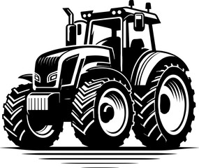 Modern Farm Tractor Silhouette Icon Illustration