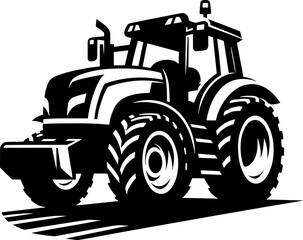 Modern Farm Tractor Silhouette Icon Illustration