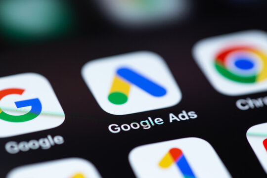 Google Ads imobile icon app on a screen smartphone iPhone closeu
