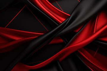 Background that looks like black fabric contrasting with red in a luxurious concept. - obrazy, fototapety, plakaty