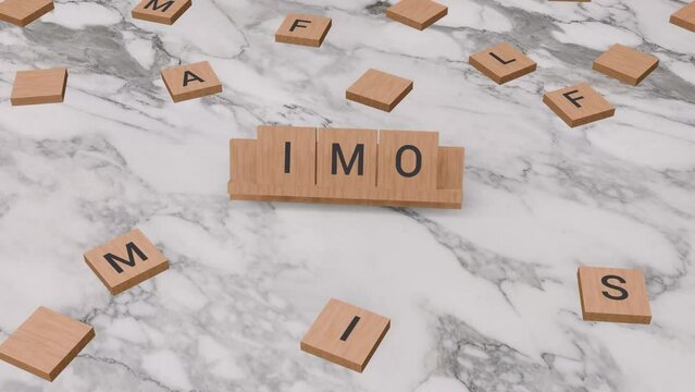 IMO word written on scrabble