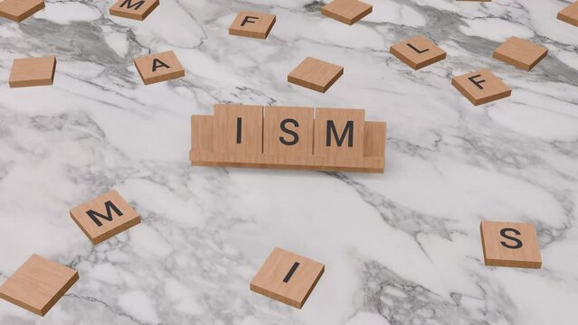 ISM word written on scrabble