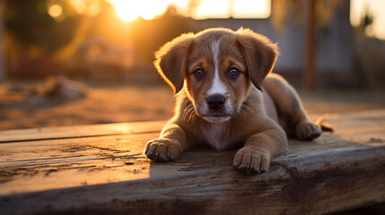 A charming close-up of an endearing pup with large, meaningful eyes that will surely win over hearts and enliven any endeavor or ad. - obrazy, fototapety, plakaty