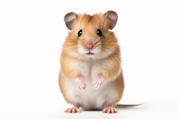 A dainty Roborovski hamster poses sideways isolated on a pristine background. - obrazy, fototapety, plakaty