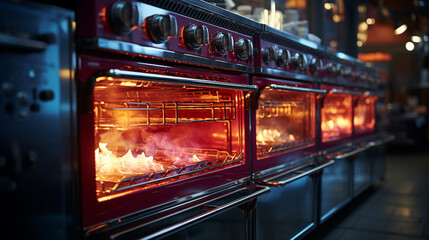 Fototapeta na wymiar Gas ovens in store.