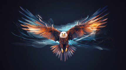 Eagle flying swoop from lines triangles - obrazy, fototapety, plakaty