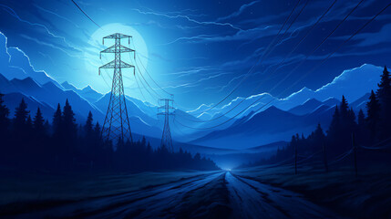 Electric power transmission - obrazy, fototapety, plakaty