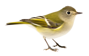 Ruby Crowned Kinglet Bird Tiny Songbird Isolated on a Transparent Background PNG.