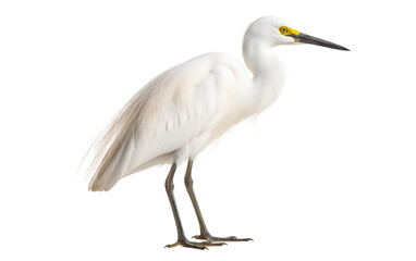 Snowy Egret Graceful Wader Isolated on a Transparent Background PNG.