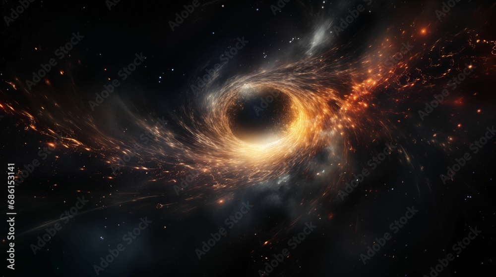 Wall mural Image of a black hole surrounded by the vast expanse of a galaxy. - Wall murals