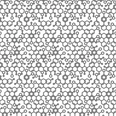 Molecule Background. Micro Structure Seamless Pattern. Vector