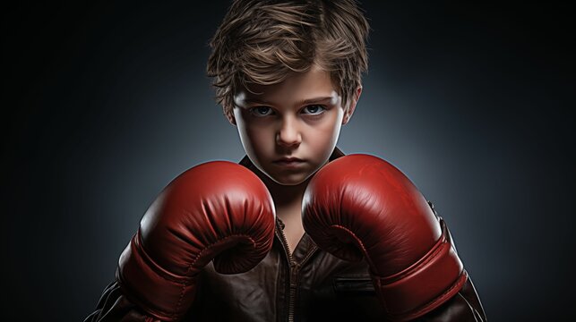 Image of a boy wearing boxing gloves.