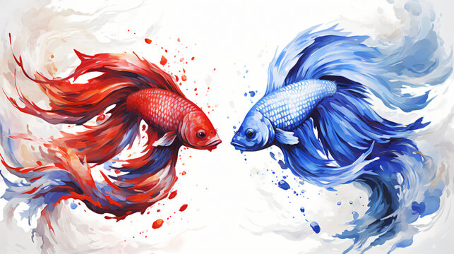 Fighting fish Red blue
