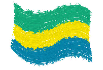 flag of gabon with paint strokes
